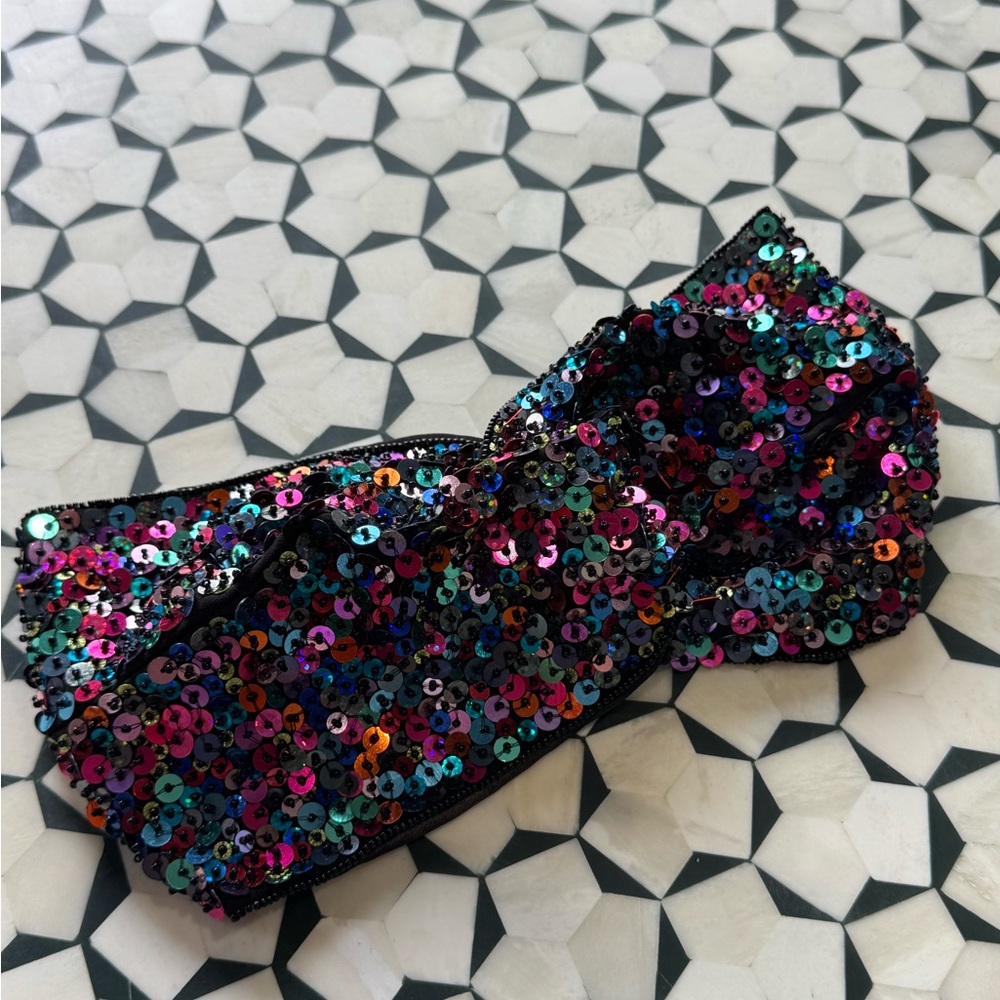 Zara Black Headband with Multicolor Sequins - Picture 3 of 5
